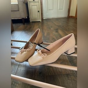 Zara leather ballet flats with block heels.